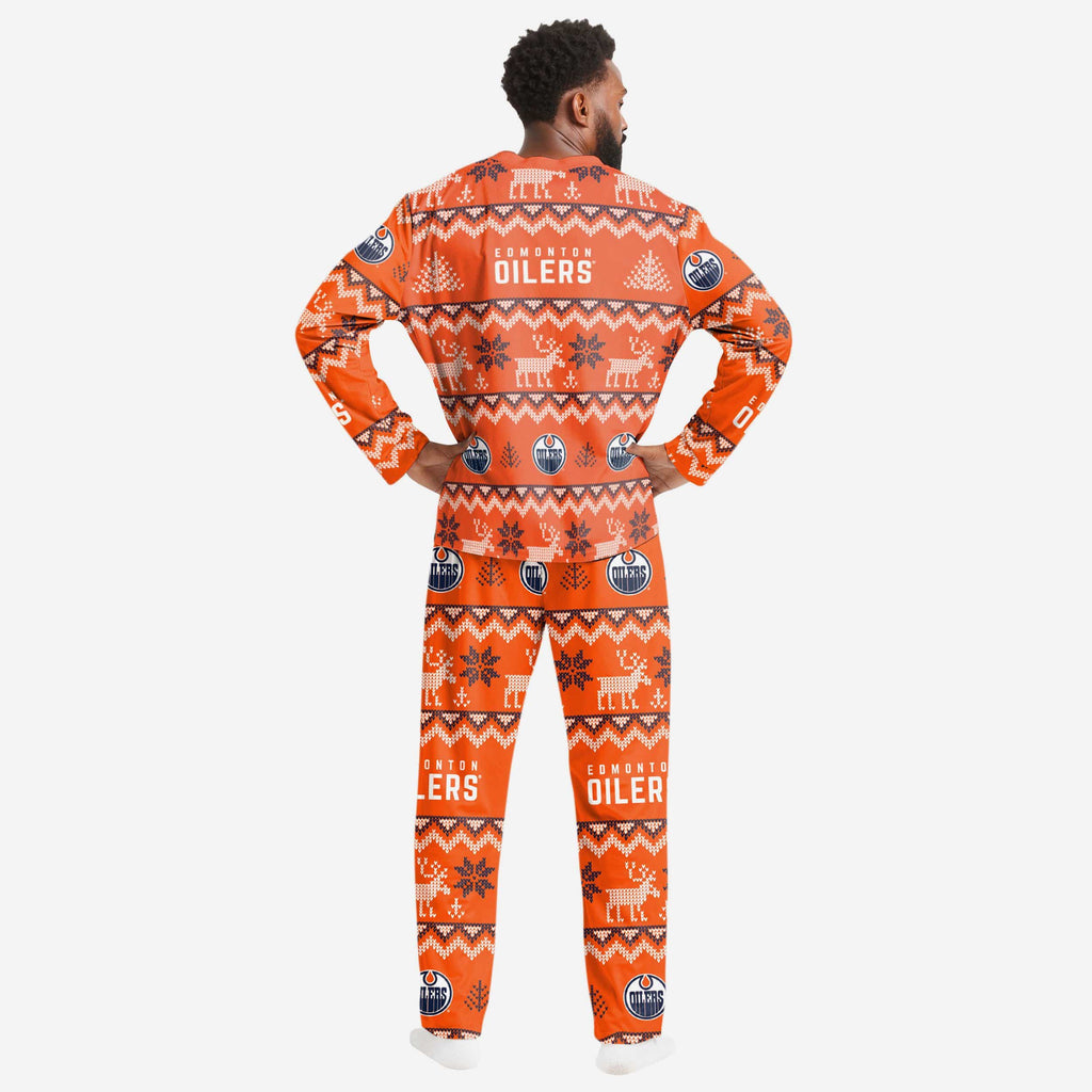 Edmonton Oilers Mens Ugly Pattern Family Holiday Pajamas FOCO