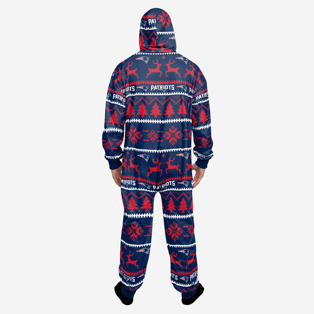 New England Patriots Holiday One Piece Pajamas FOCO