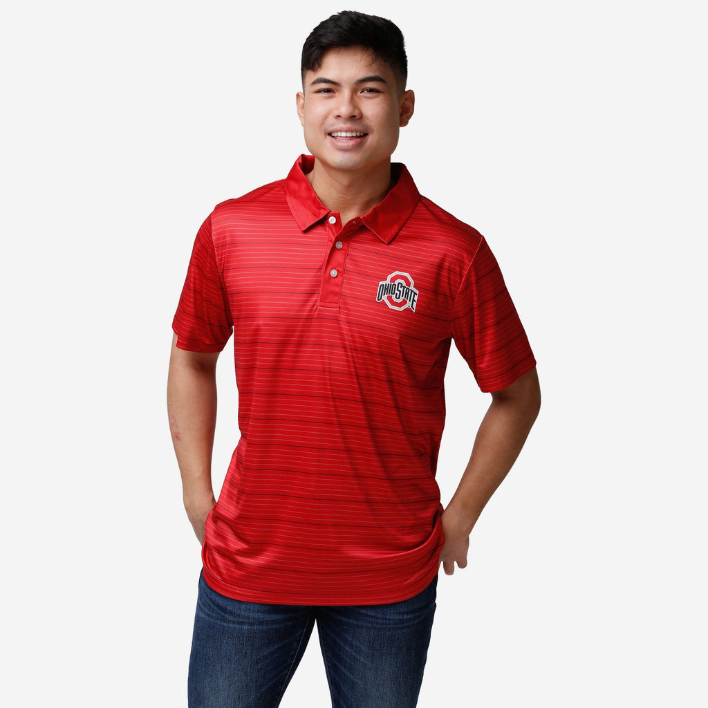 FOCO Ohio State Buckeyes Striped Polyester Polo Men Large 2