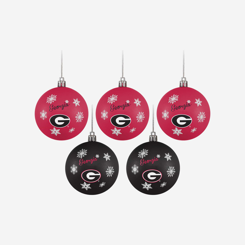 Georgia Bulldogs 5 Pack Shatterproof Ball Ornament Set - Image 2