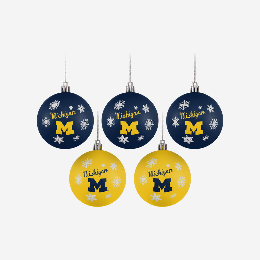 FOCO Michigan Wolverines Shatterproof Ball Ornament Set 2