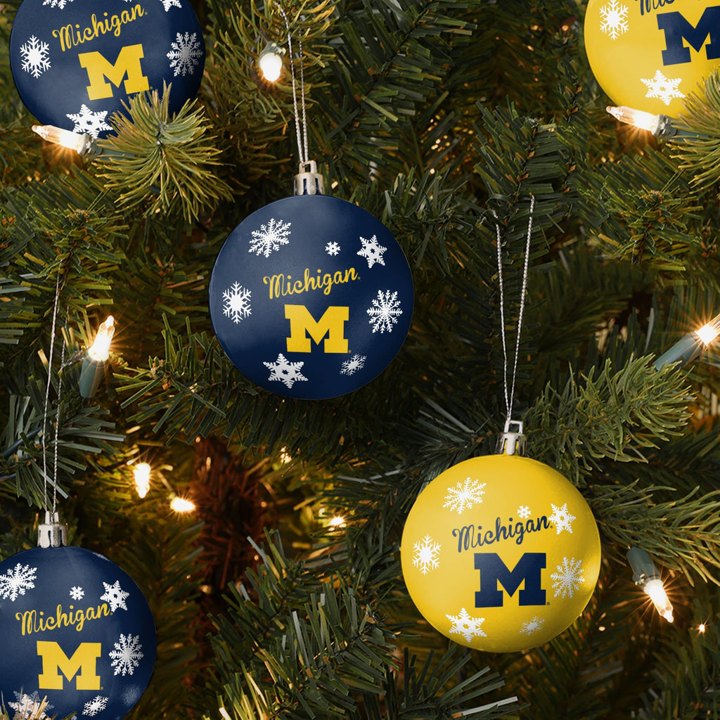 FOCO Michigan Wolverines Shatterproof Ball Ornament Set 3