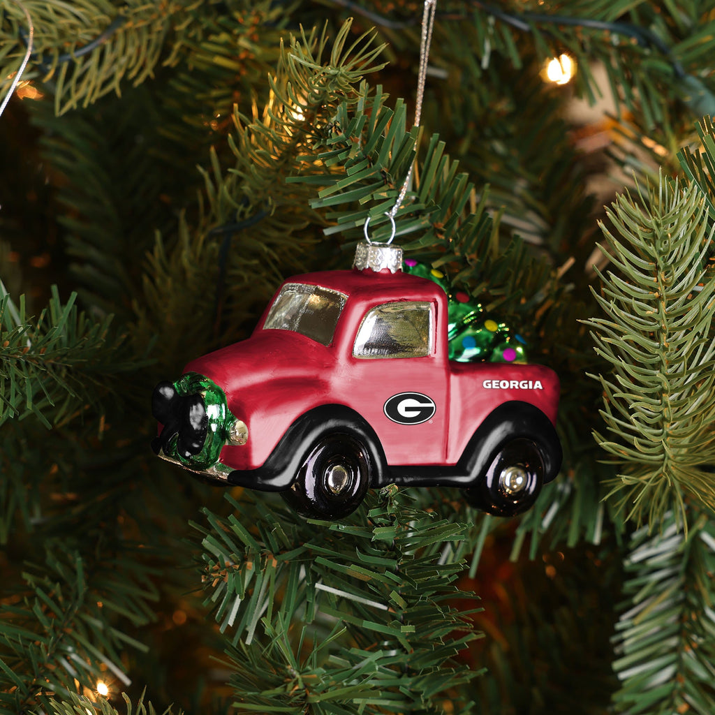 Georgia Bulldogs Blown Glass Truck Ornament - Image 4