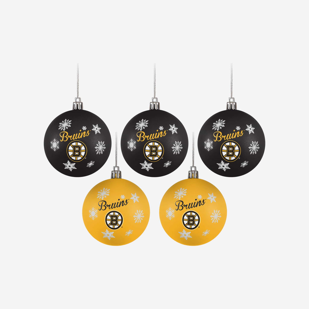Boston Bruins 5 Pack Shatterproof Ball Ornament Set FOCO