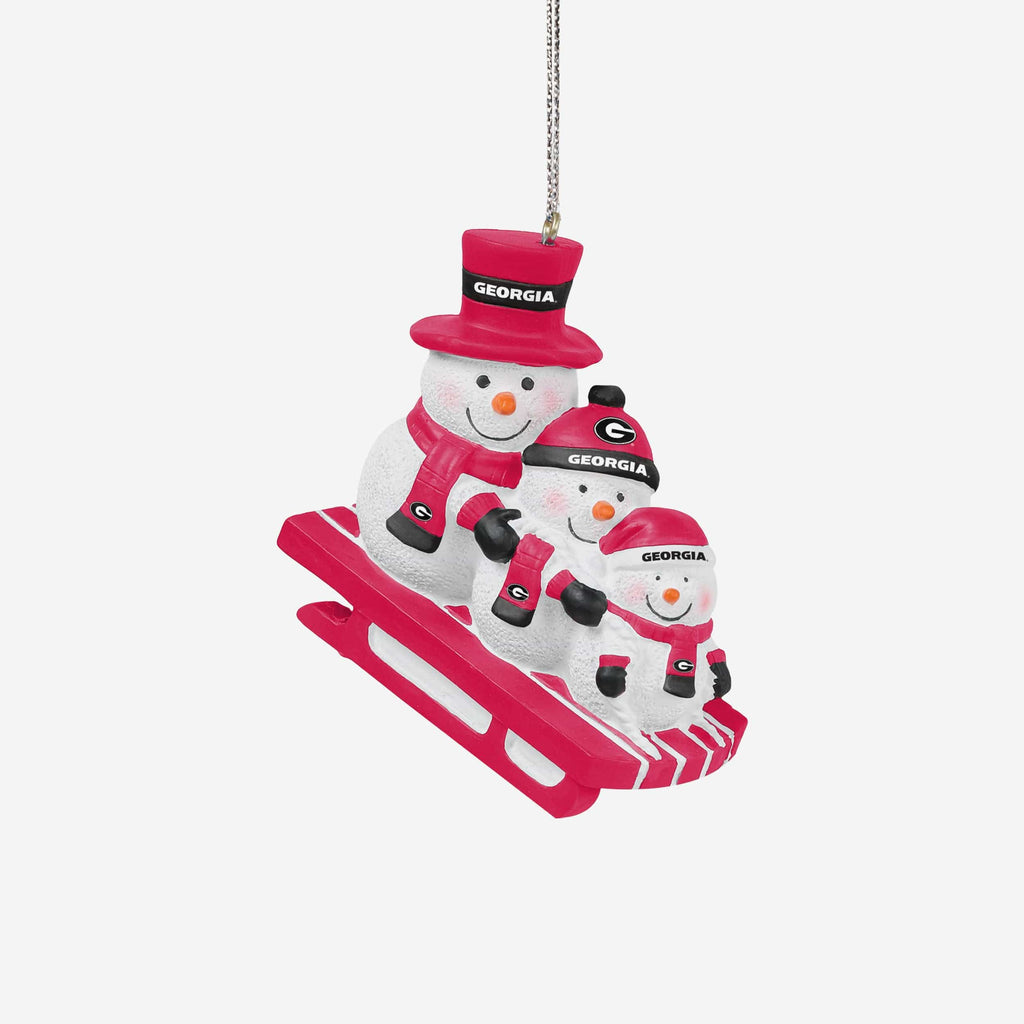 Georgia Bulldogs Sledding Snowmen Ornament - Image 2
