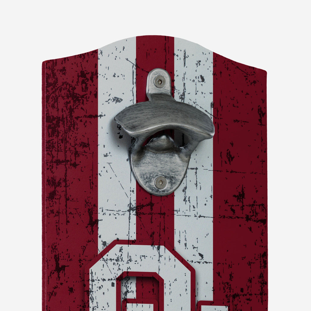 FOCO Oklahoma Sooners Wooden Bottle Cap Opener Sign 4