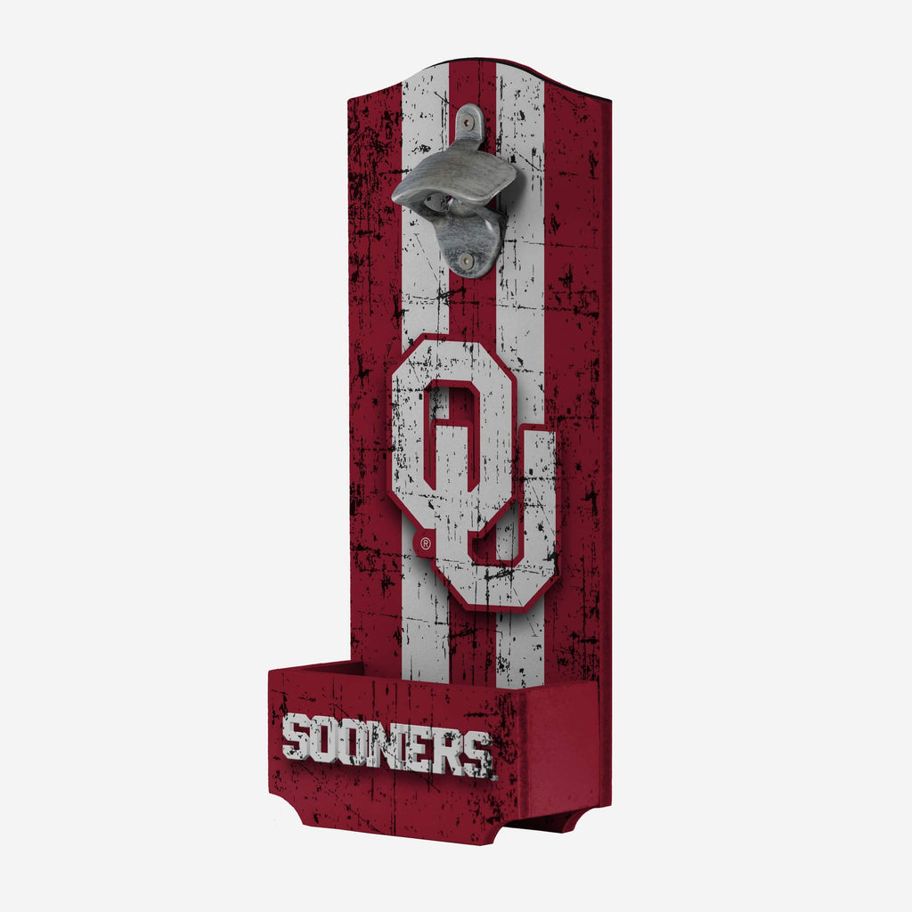FOCO Oklahoma Sooners Wooden Bottle Cap Opener Sign 2