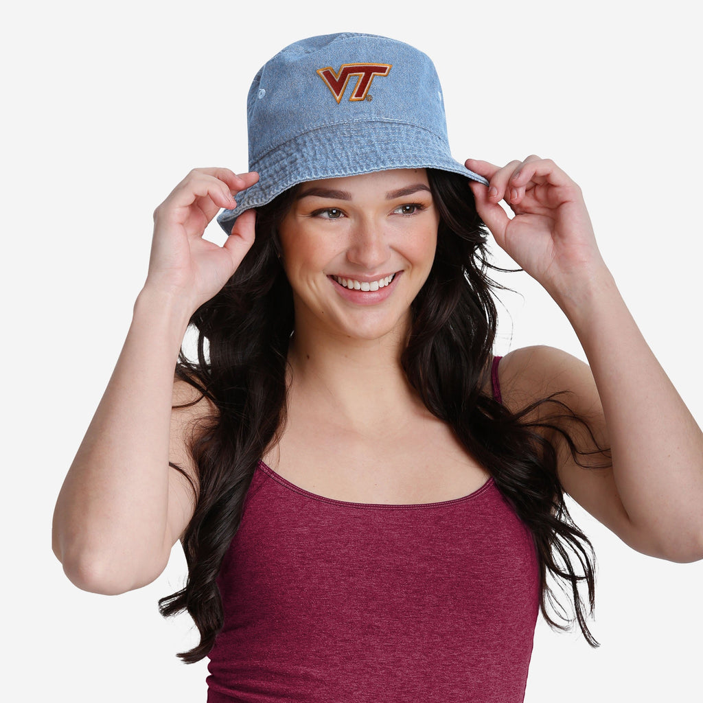 FOCO Virginia Tech Hokies Denim Bucket Hat Unisex 3
