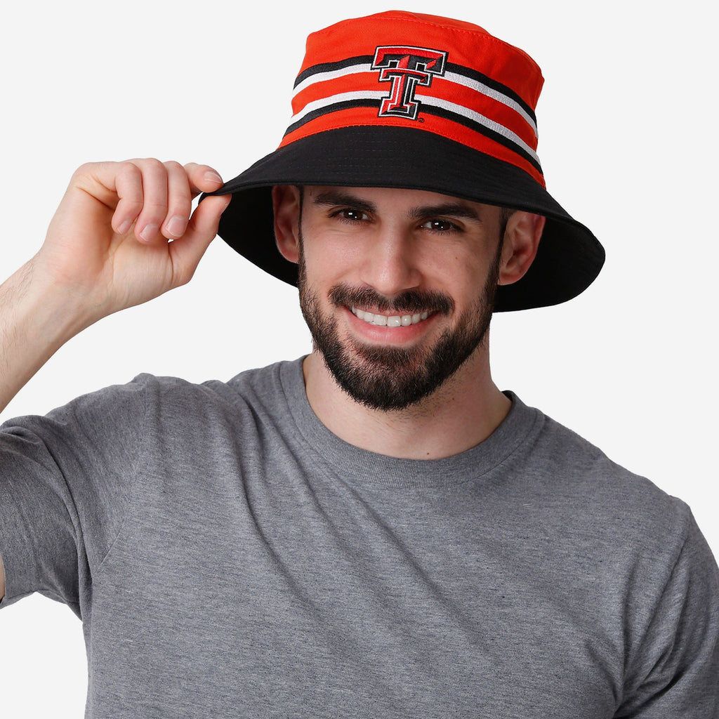 FOCO Texas Tech Red Raiders Team Stripe Bucket Hat Unisex 3