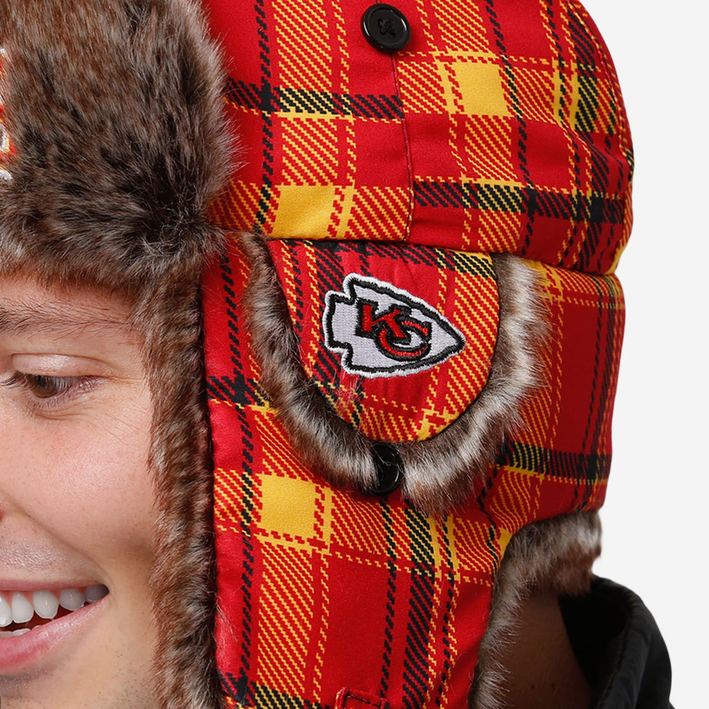 Kansas City Chiefs NFL Wordmark Flannel Trapper Hat FOCO
