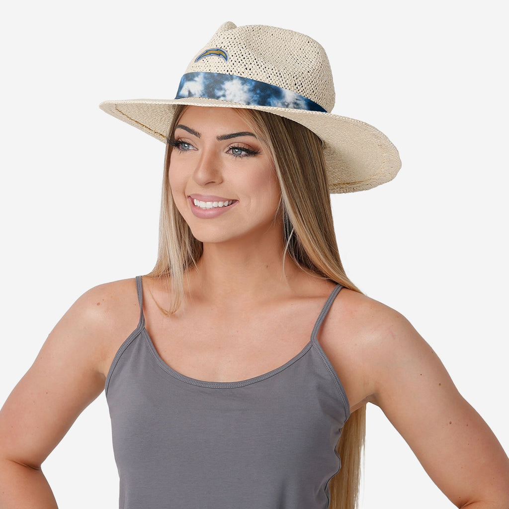 FOCO Los Angeles Chargers Tie-Dye Ribbon Straw Hat Multicolor 3