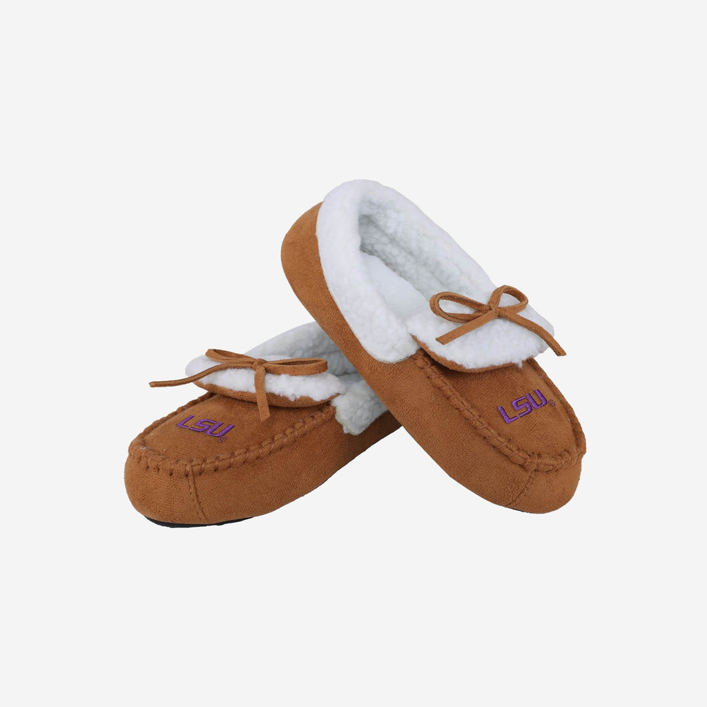 FOCO LSU Tigers Youth Moccasin Slipper Tan S Unisex 4