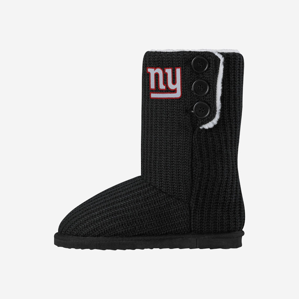 FOCO New York Giants Knit Button Boot Slipper Blue XL Women 2