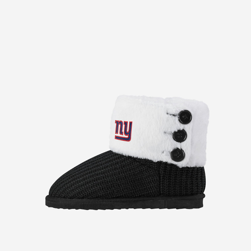 FOCO New York Giants Knit Button Boot Slipper Blue XL Women 3