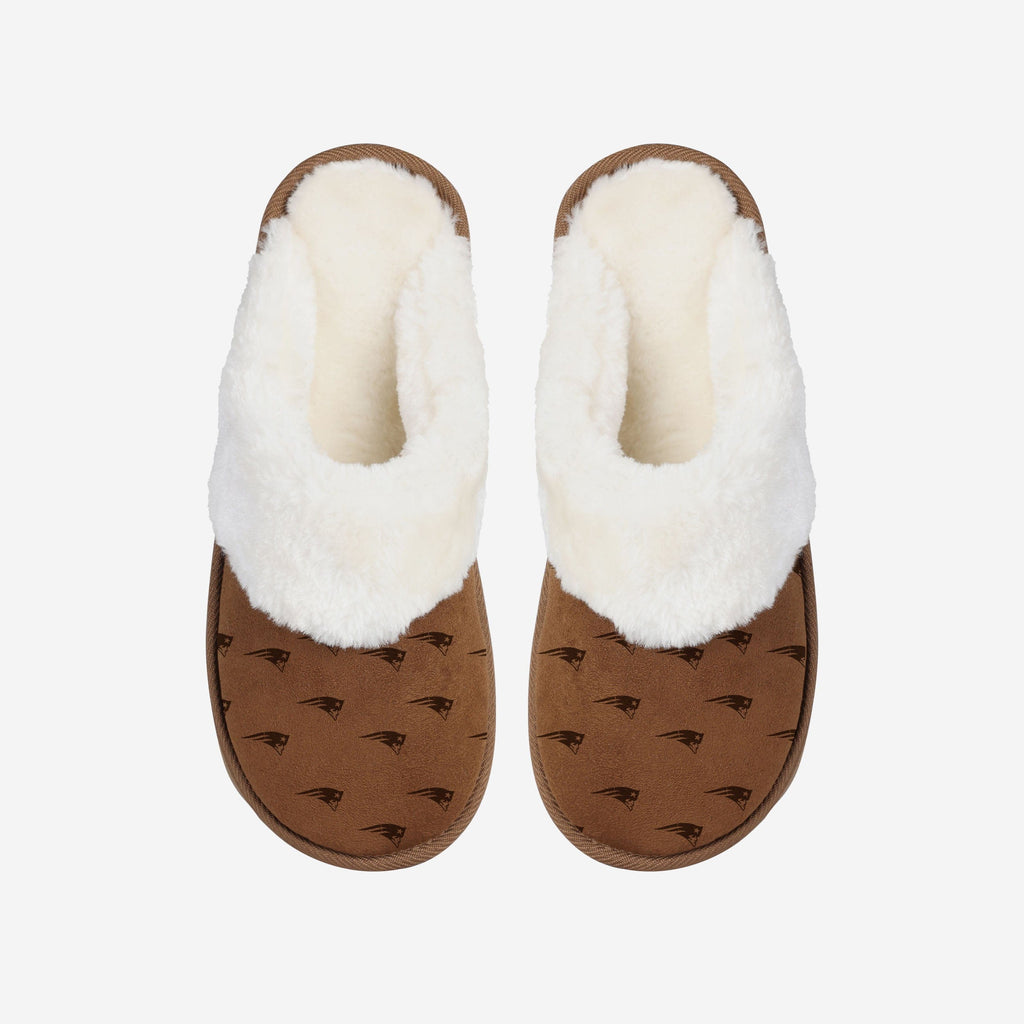 FOCO New England Patriots Repeat Logo Moccasin Slipper Brown M 3