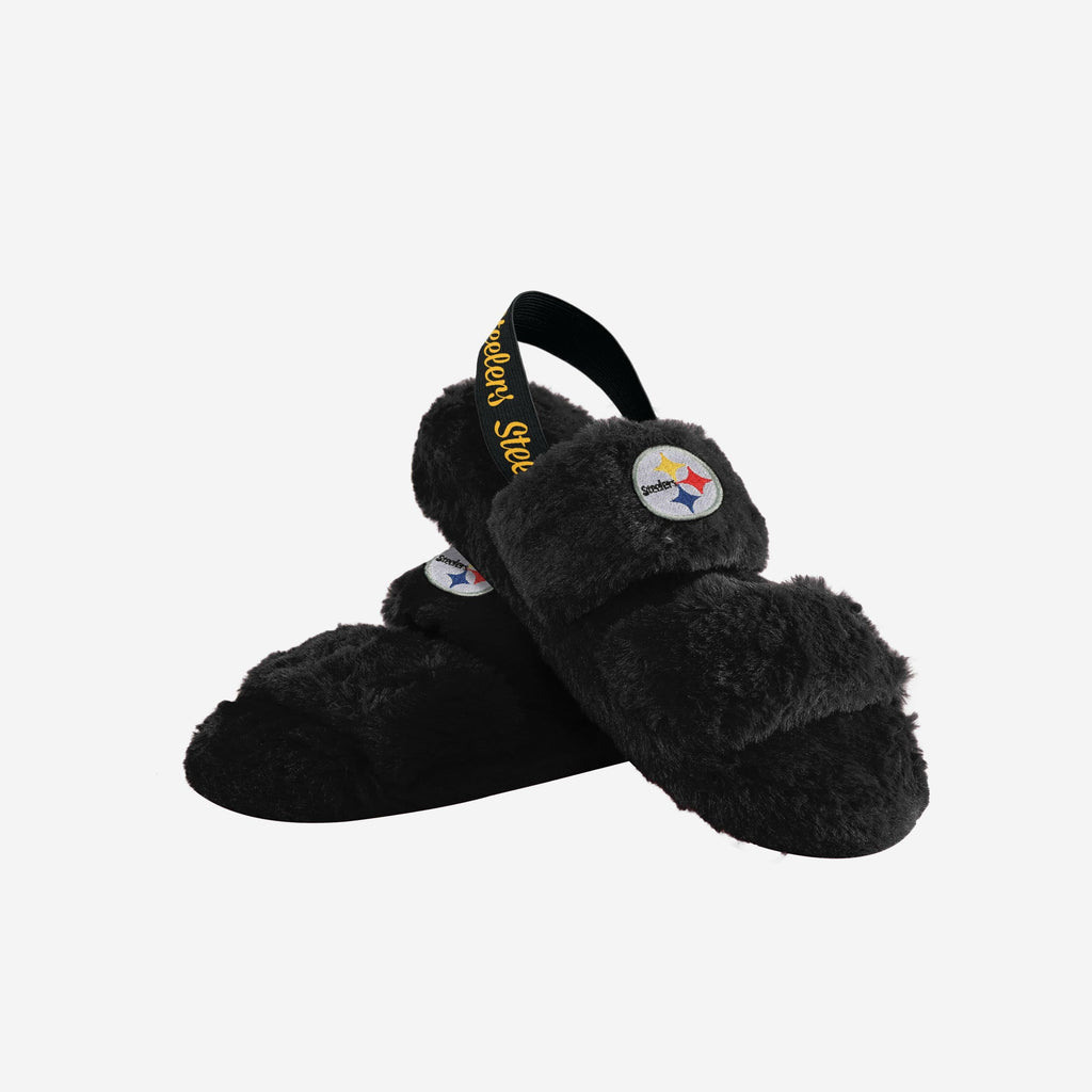FOCO Heel Strap Wordmark Fur Slide Black S Women 4
