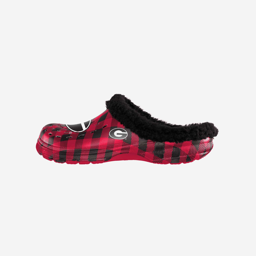 FOCO Georgia Bulldogs Sherpa Lined Buffalo Check Clog Red/Black S Men 2