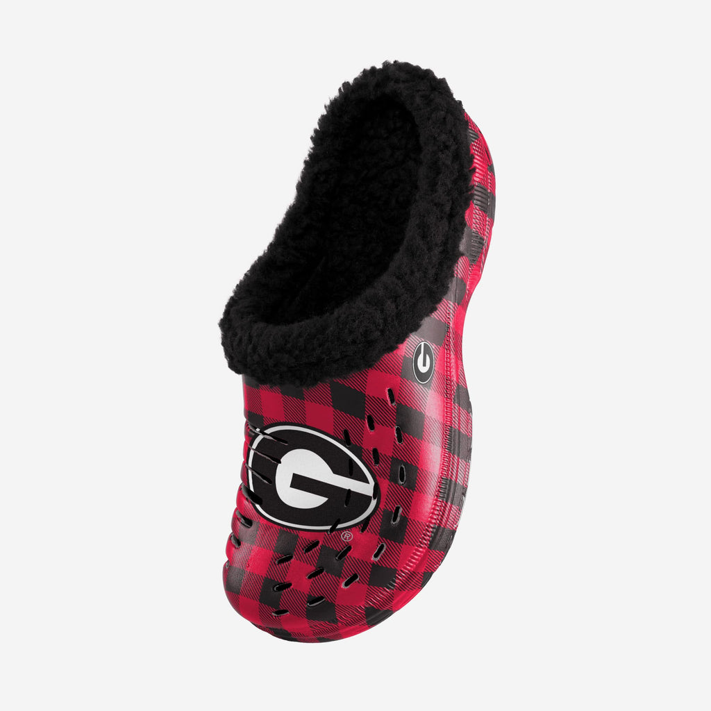 FOCO Georgia Bulldogs Sherpa Lined Buffalo Check Clog Red/Black S Men 3