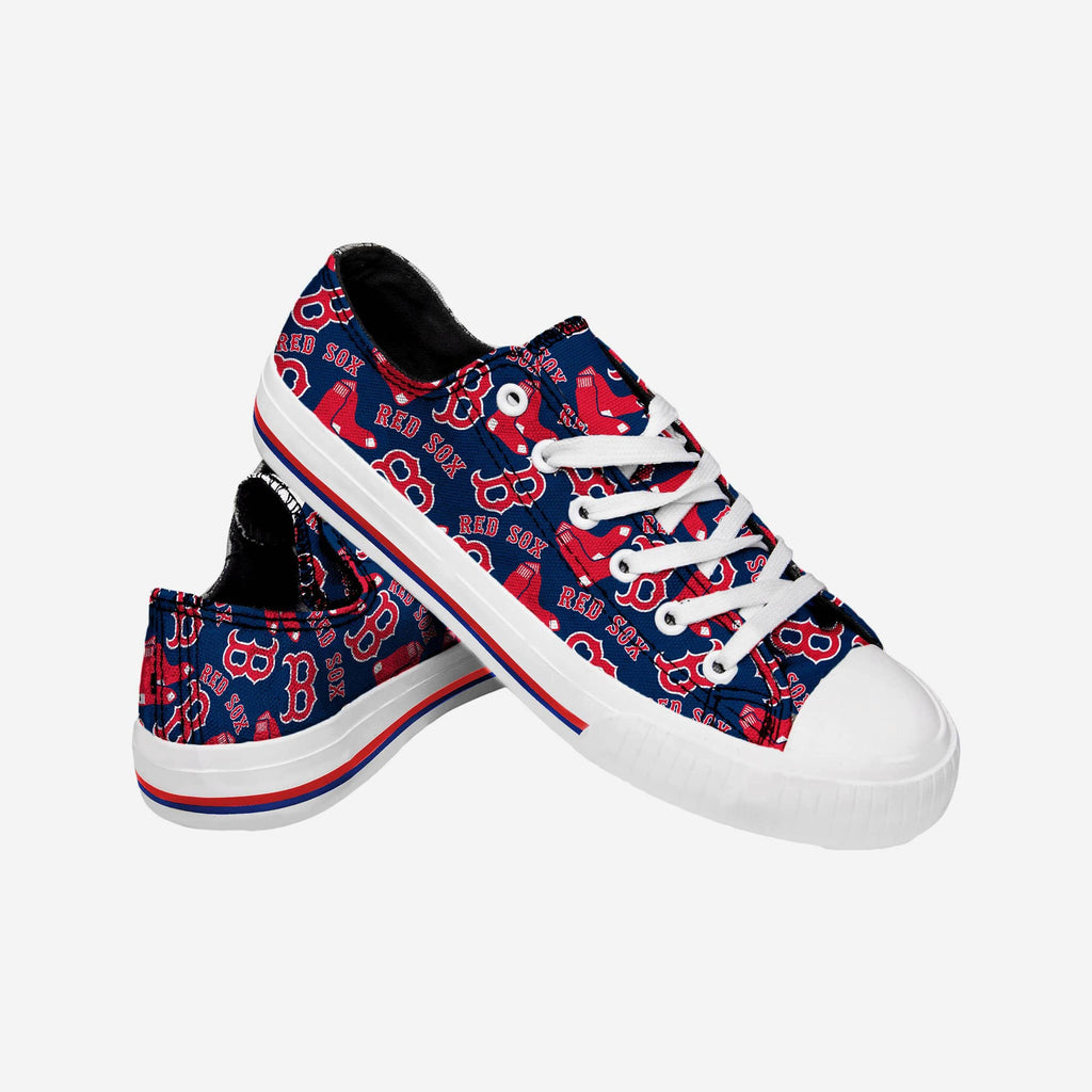 FOCO Boston Red Sox Repeat Print Canvas Shoe White Size L 4