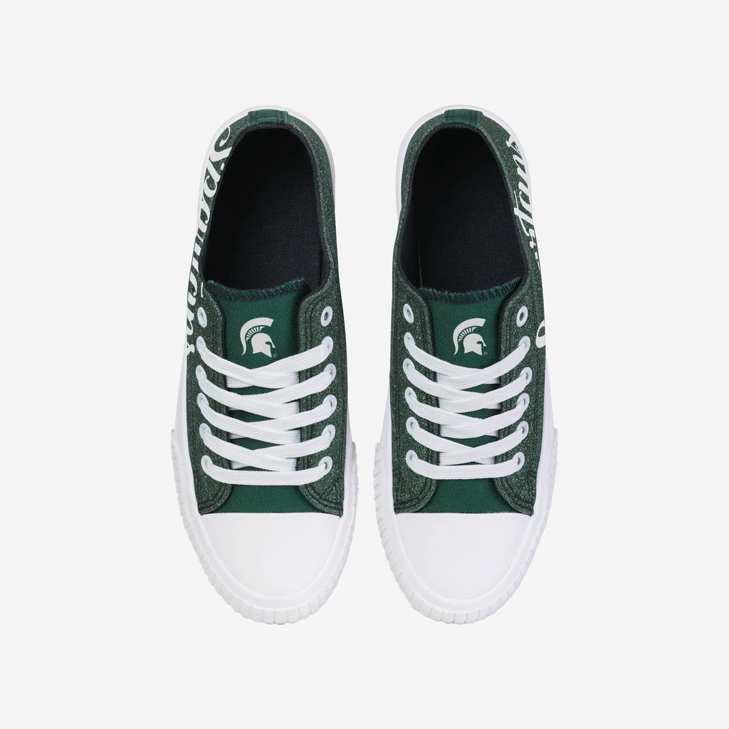 FOCO Michigan State Spartans Color Glitter Low Top Canvas Shoes Pink 8 4