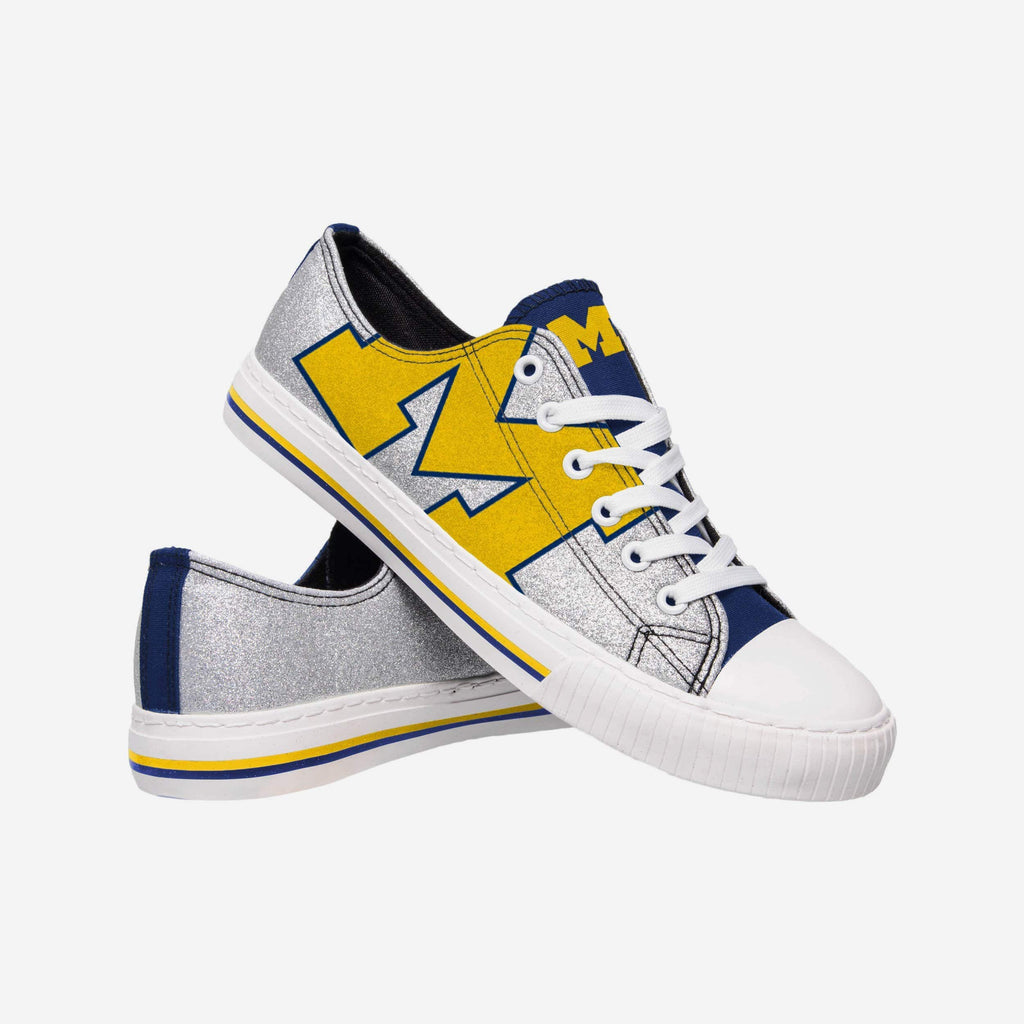 FOCO Michigan Wolverines Canvas Shoe Silver L 4