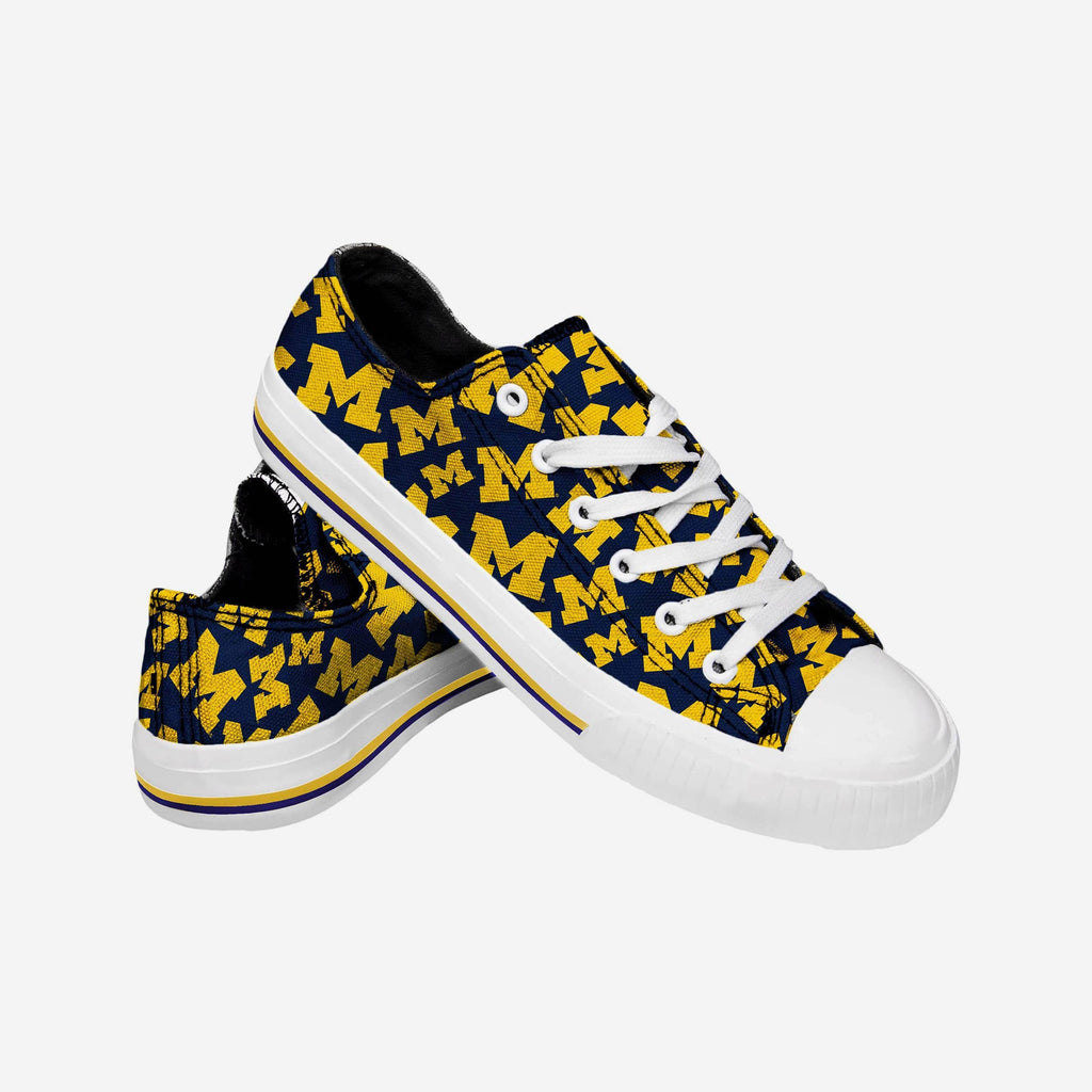 FOCO Michigan Wolverines Low Top Canvas Shoe White 2XL 4