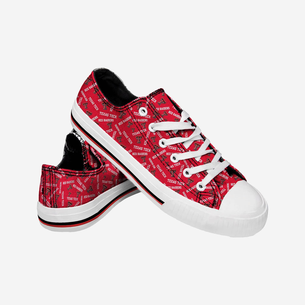 Texas Tech Red Raiders Womens Low Top Repeat Print Canvas Shoe FOCO
