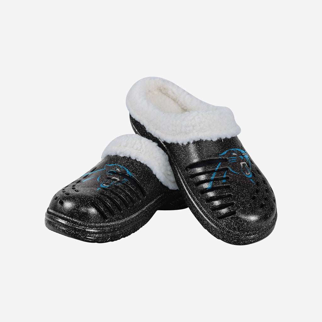 FOCO Carolina Panthers Sherpa Lined Glitter Clog Blue L Women 4