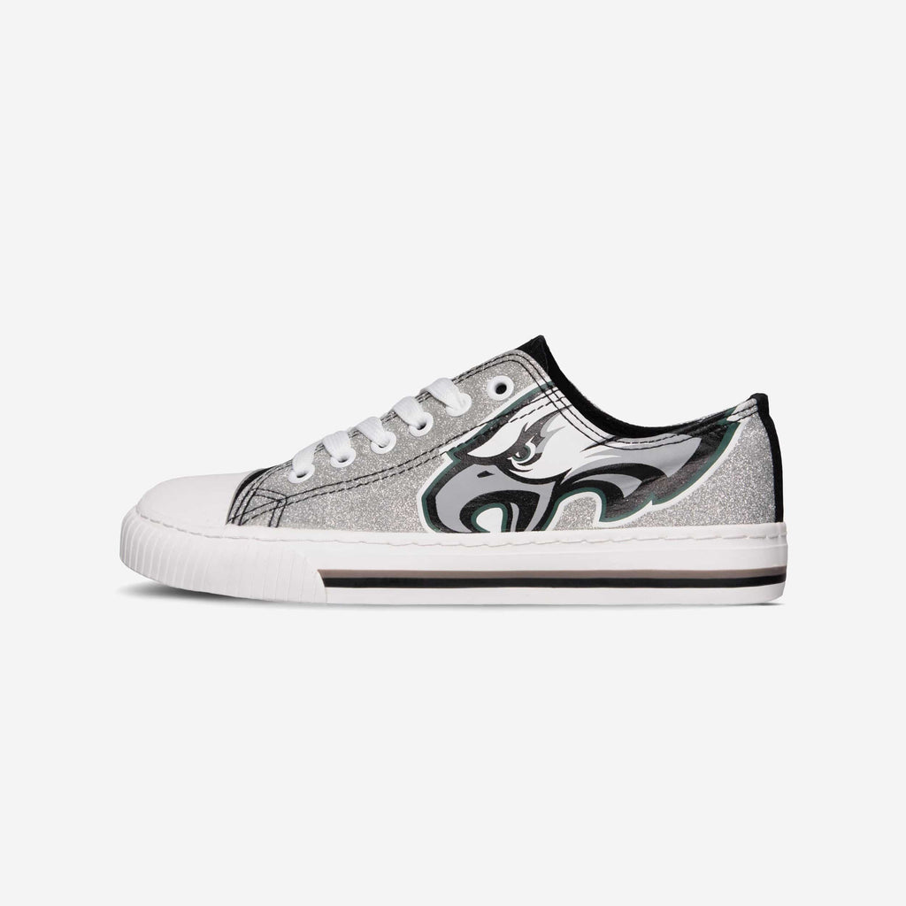 FOO Philadelphia Eagles Glitter Low Top Canvas Shoe Silver XL Women 2