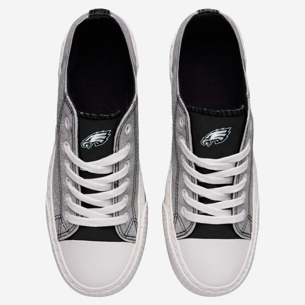 FOO Philadelphia Eagles Glitter Low Top Canvas Shoe Silver XL Women 3