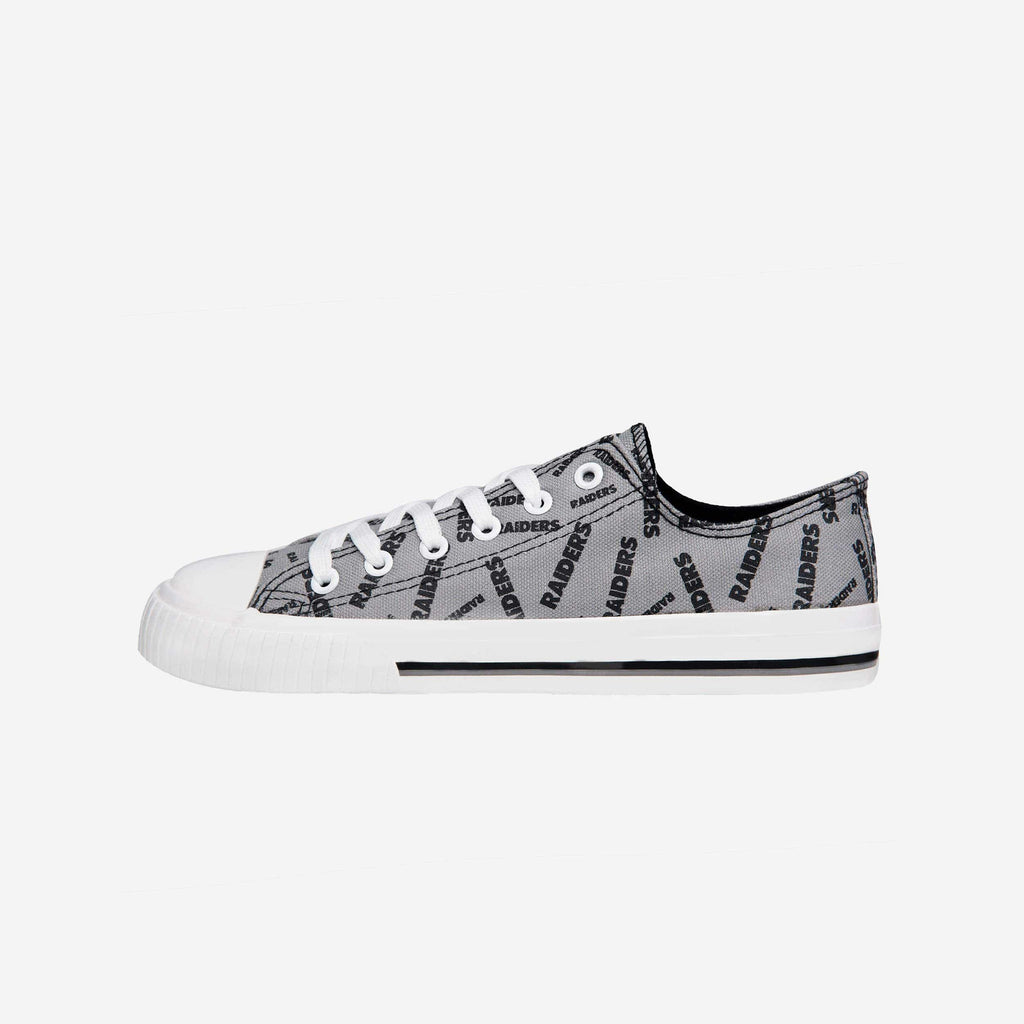 FOCO Las Vegas Raiders Low Top Canvas Shoe Black/White L 2