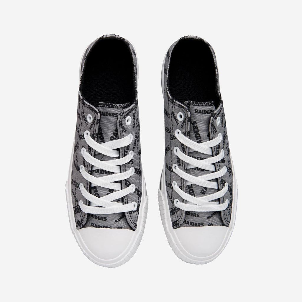 FOCO Las Vegas Raiders Low Top Canvas Shoe Black/White L 3