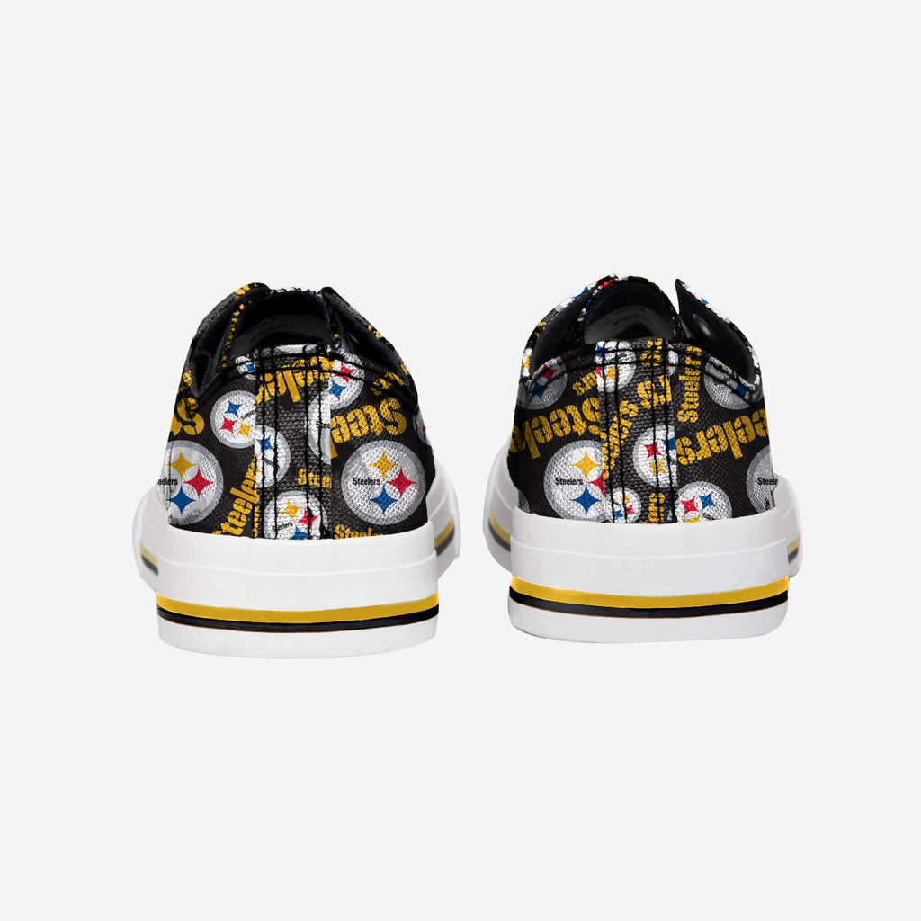 FOCO Pittsburgh Steelers Low Top Canvas Shoe White/Black 2XL 4