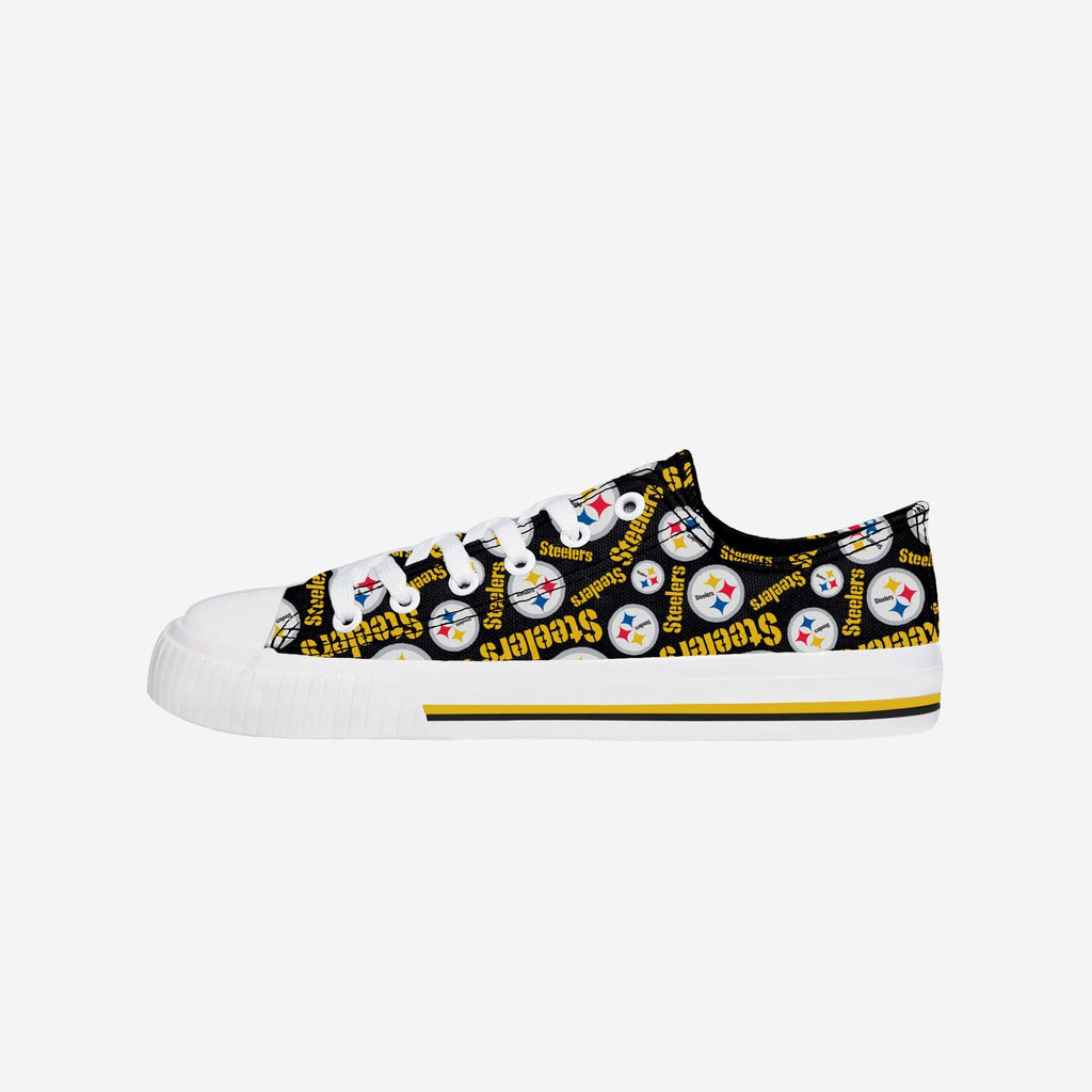 FOCO Pittsburgh Steelers Low Top Canvas Shoe White/Black 2XL 2