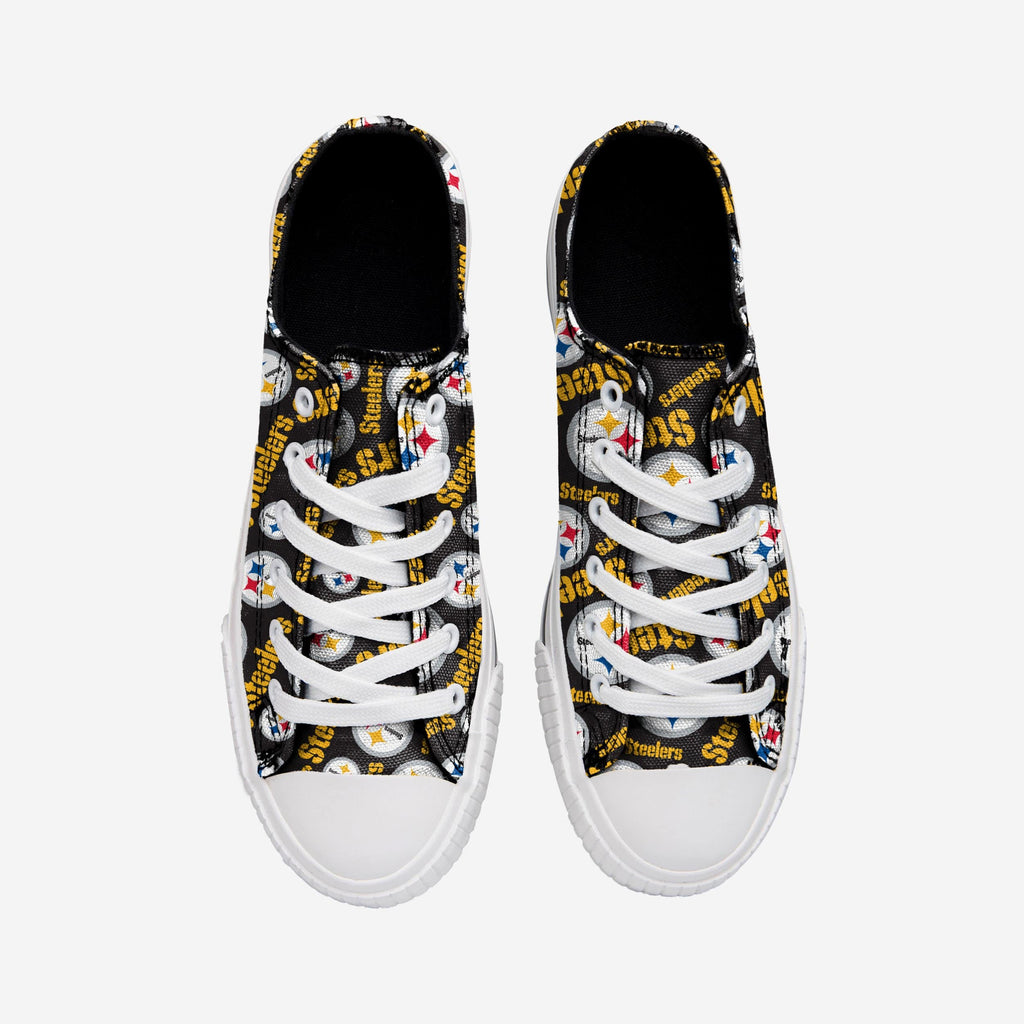FOCO Pittsburgh Steelers Low Top Canvas Shoe White/Black 2XL 3