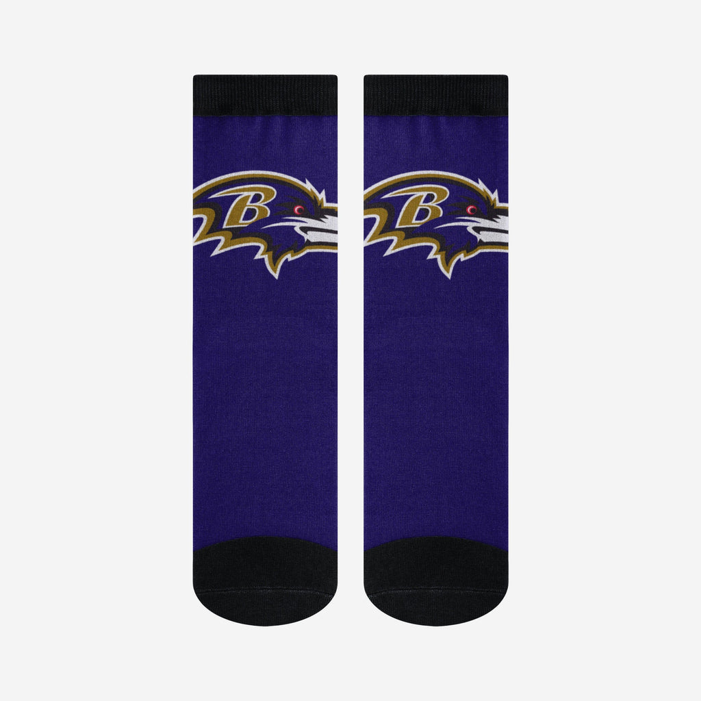 Baltimore Ravens NFL Crew Socks - Purple & Black With 4 Stripes, Unisex Adult Size