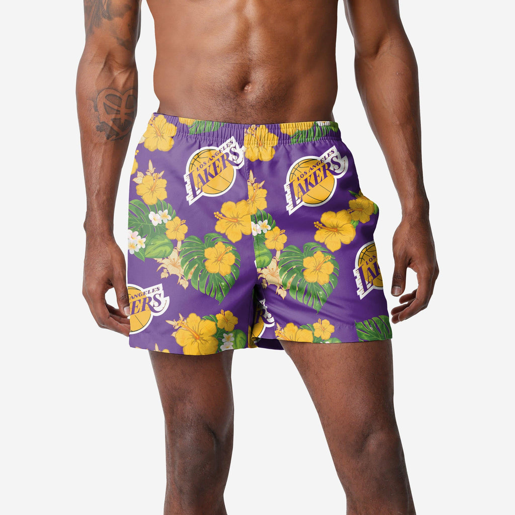 Los Angeles Lakers Floral Swimming Trunks FOCO S - FOCO.com