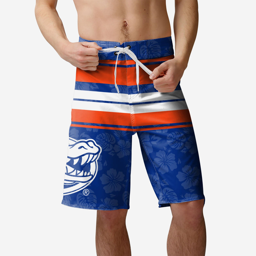 FOCO Florida Gators Hibiscus Boardwalk Stripe Boardshorts Blue XL 2