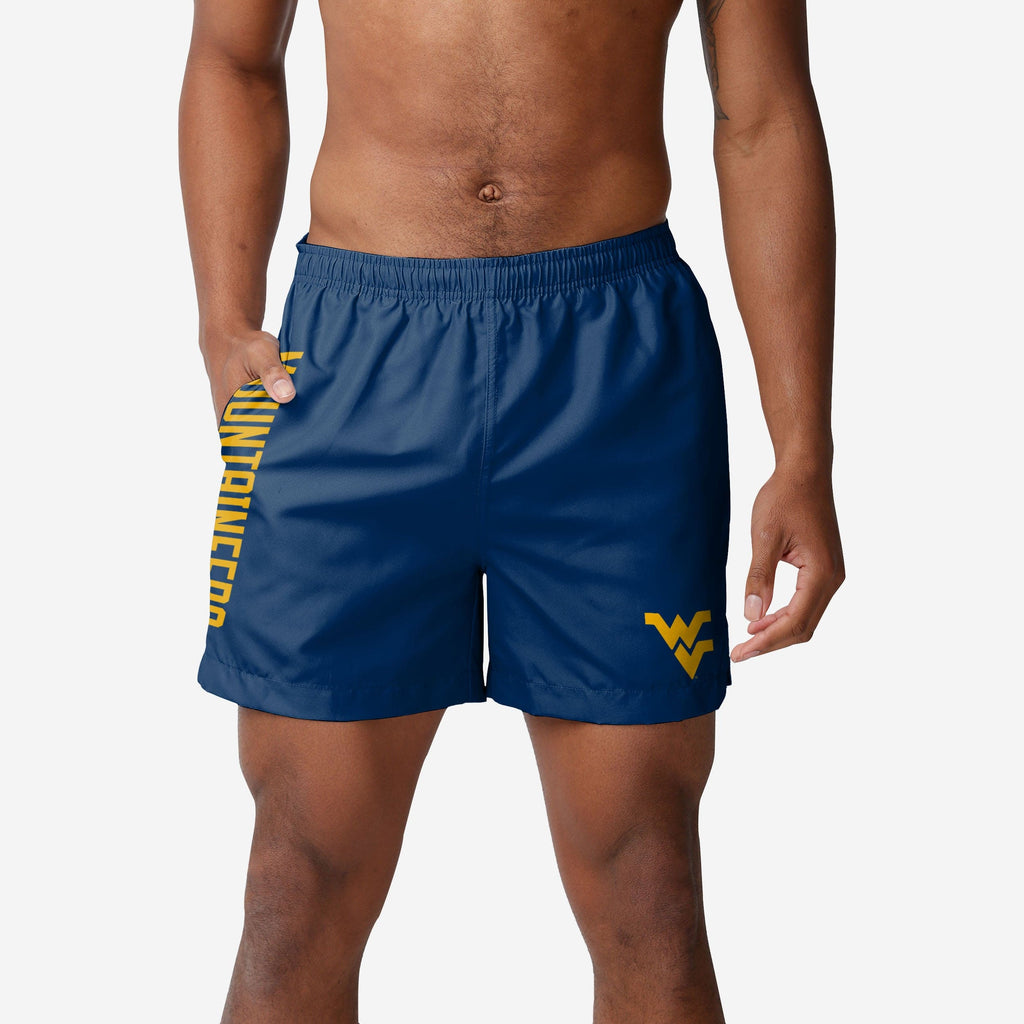 FOCO West Virginia Mountaineers Solid Wordmark Swimming Trunks Navy XL 2