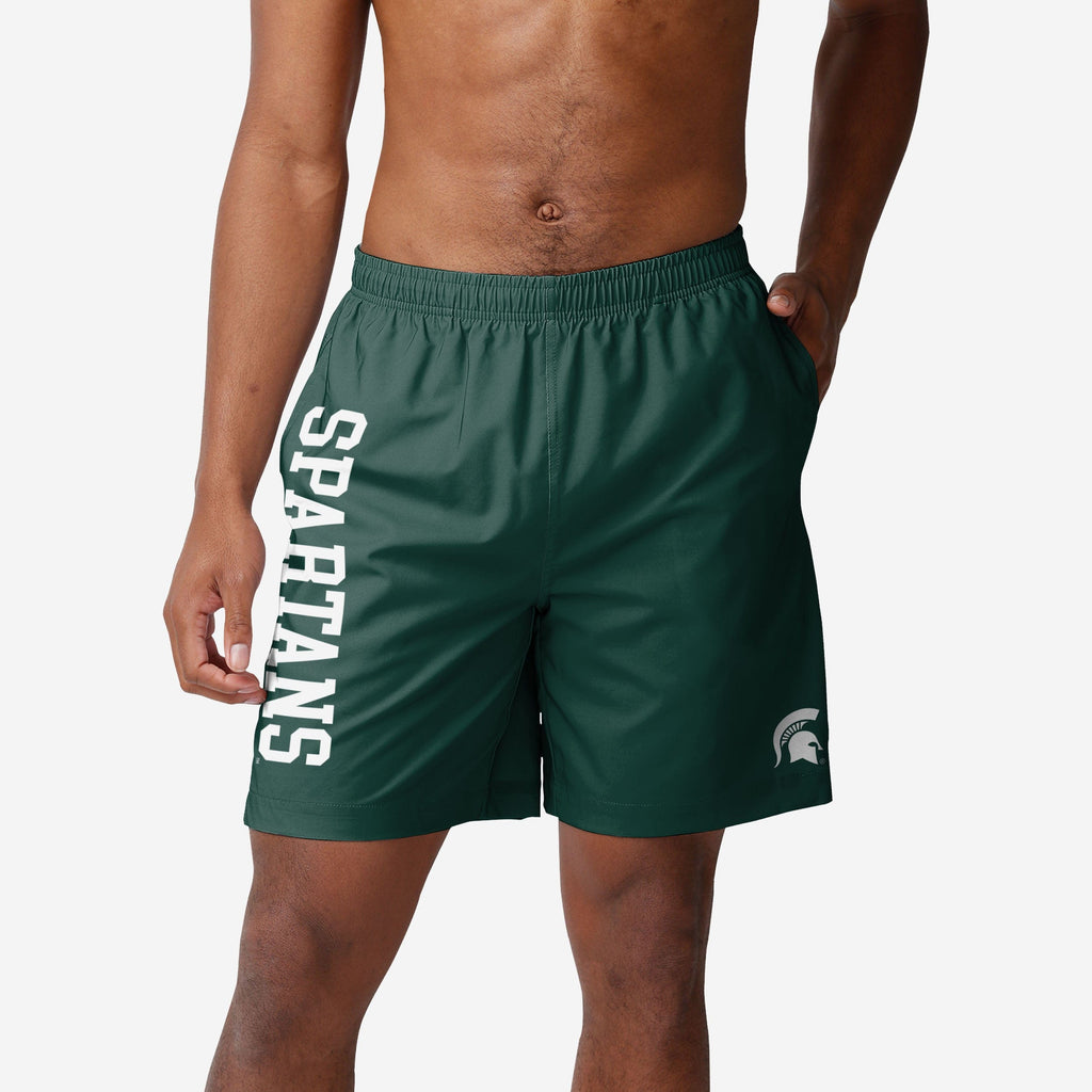FOCO Michigan State Spartans Solid Wordmark Traditional Swimming Trunks Green/M 2