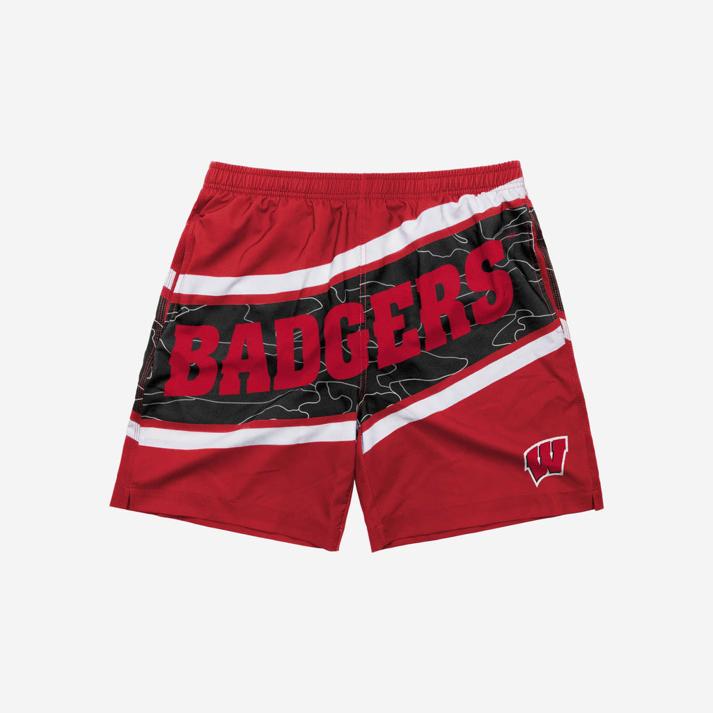 FOCO Wisconsin Badgers Big Wordmark Badehose 4