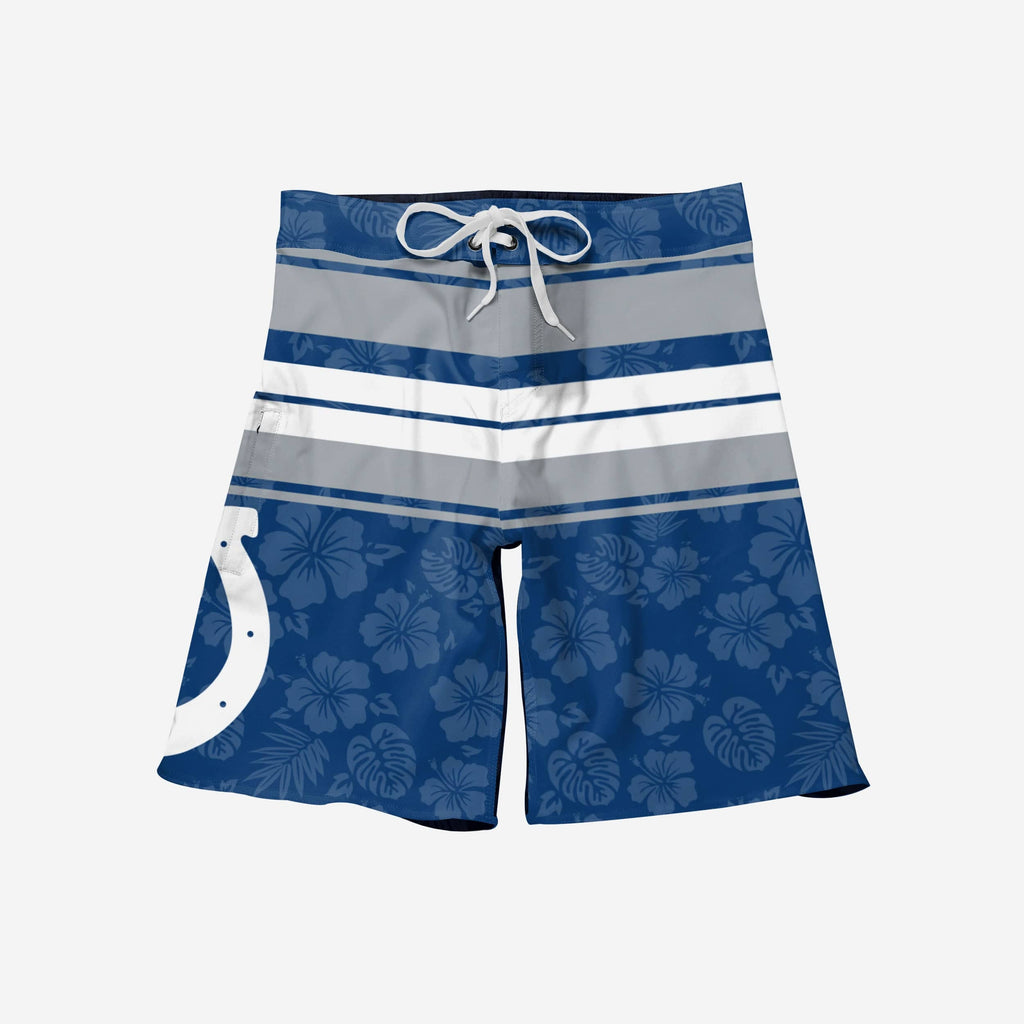 FOCO Indianapolis Colts Hibiscus Boardwalk Stripe Boardshorts Blue S Men 4