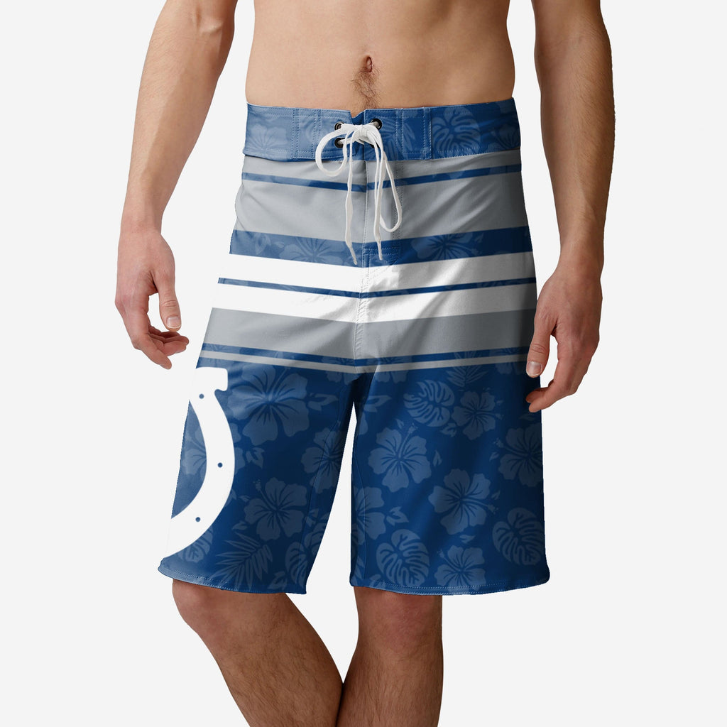 FOCO Indianapolis Colts Hibiscus Boardwalk Stripe Boardshorts Blue S Men 2