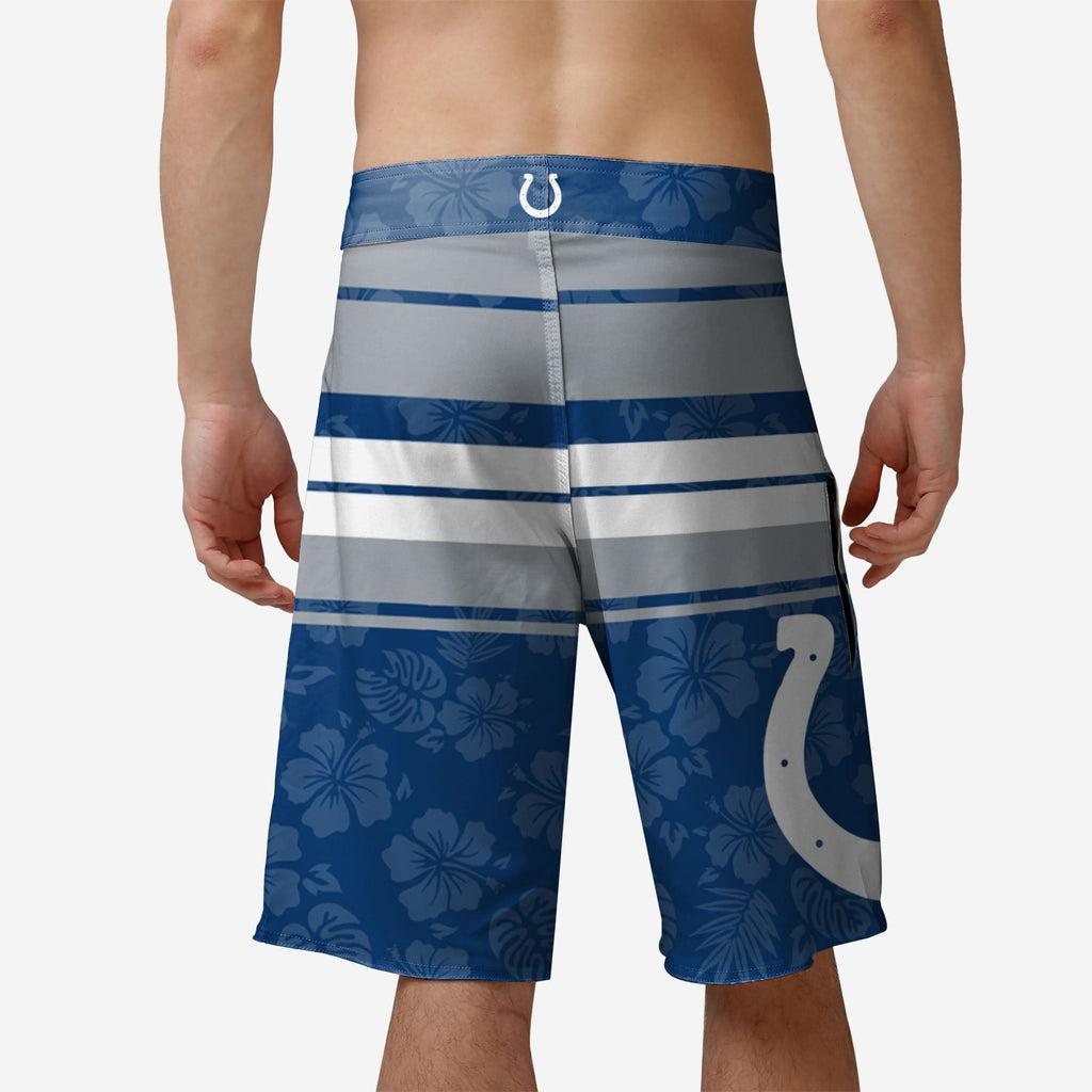 FOCO Indianapolis Colts Hibiscus Boardwalk Stripe Boardshorts Blue S Men 3