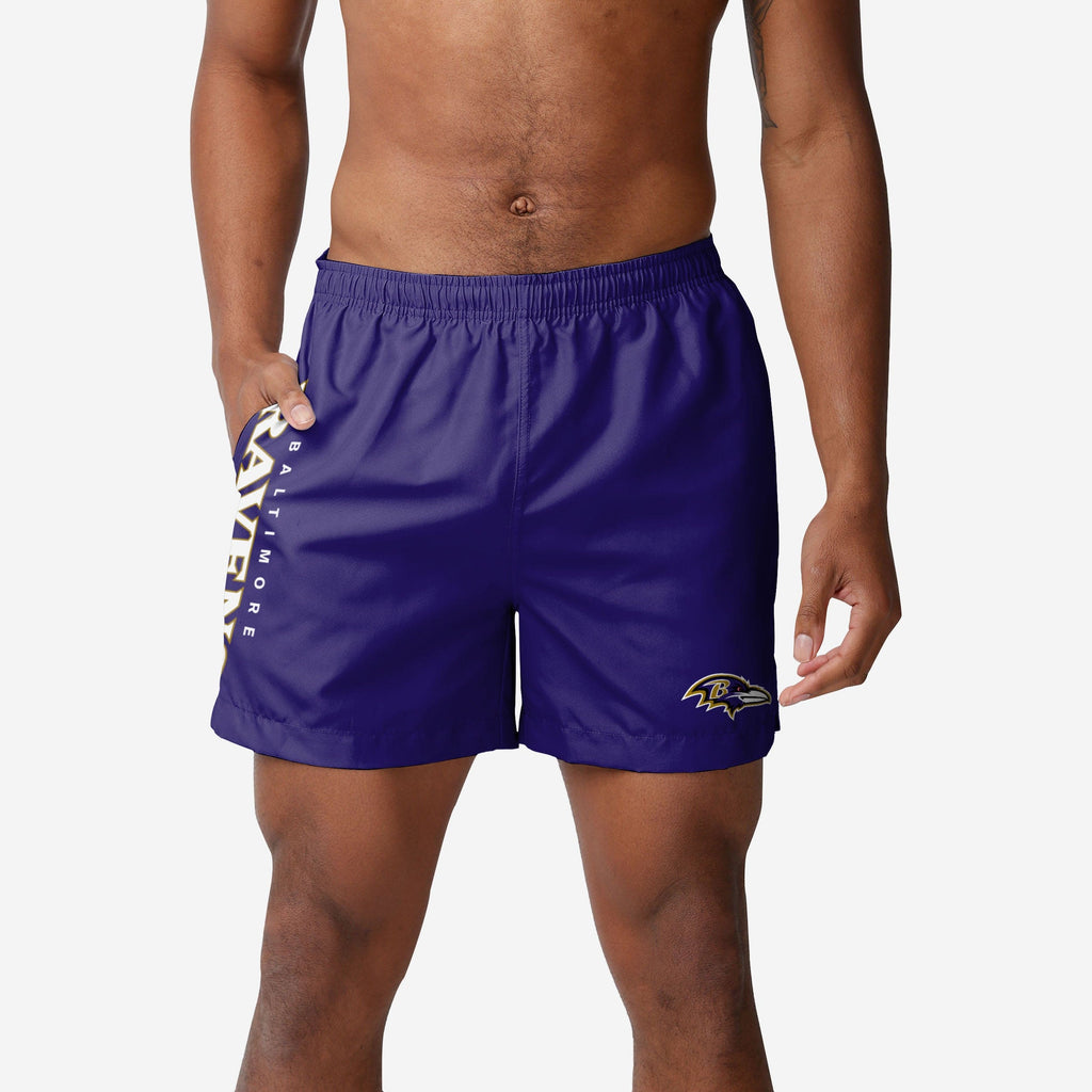 FOCO Baltimore Ravens Solid Wordmark Swimming Trunks Black/M 2