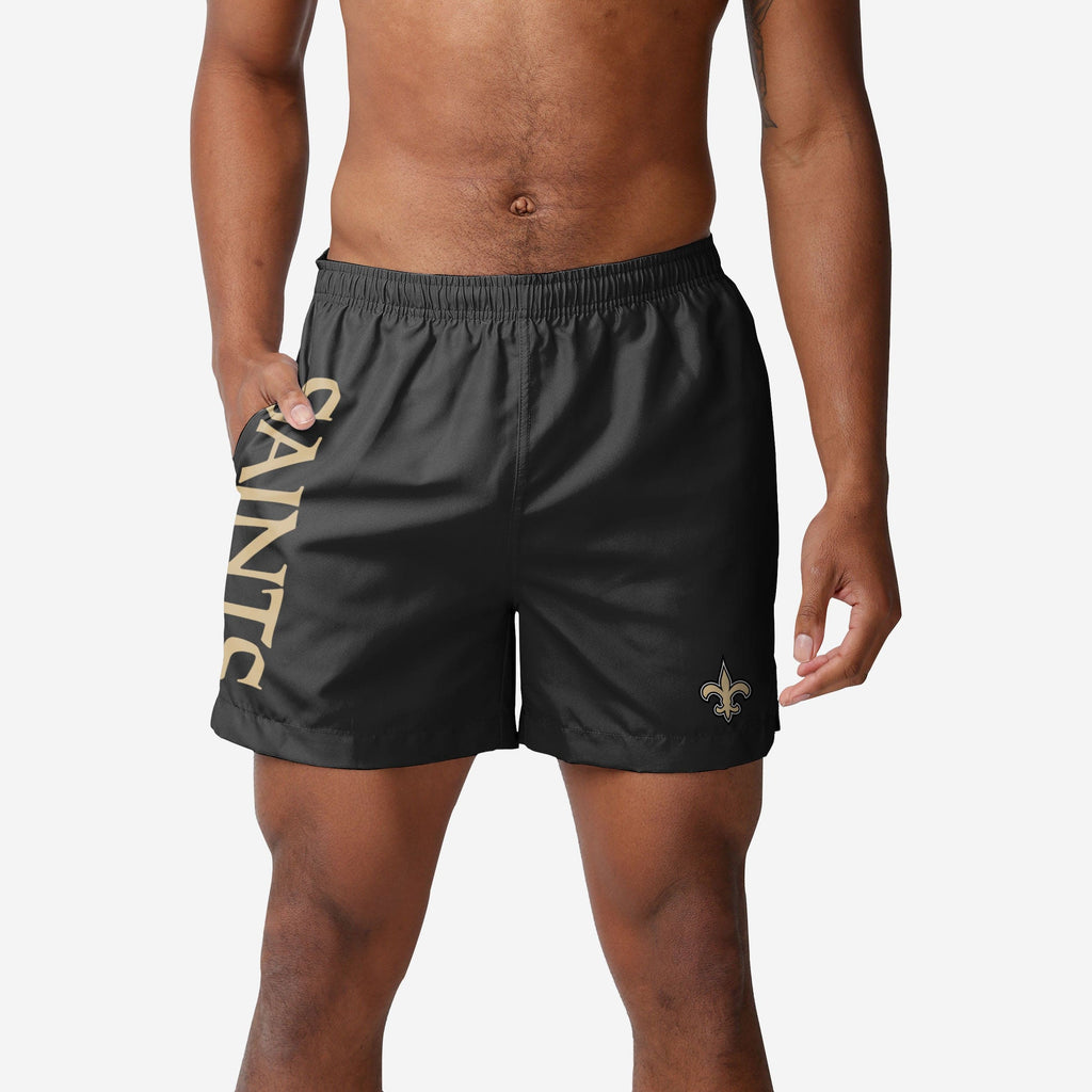 FOCO New Orleans Saints Solid Wordmark Swimming Trunks Black 2XL 2