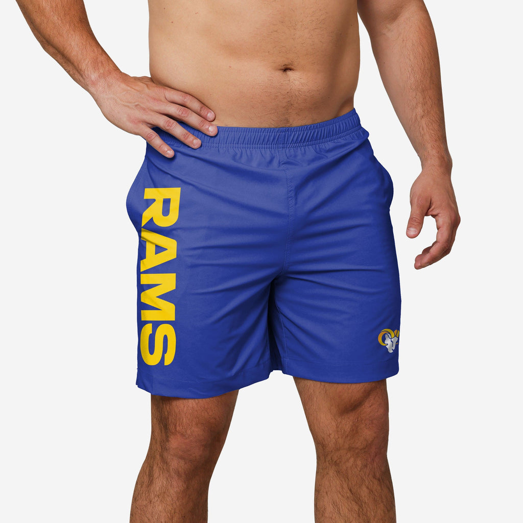 FOCO Los Angeles Rams Solid Wordmark Traditional Swimming Trunks Blue M Men 2