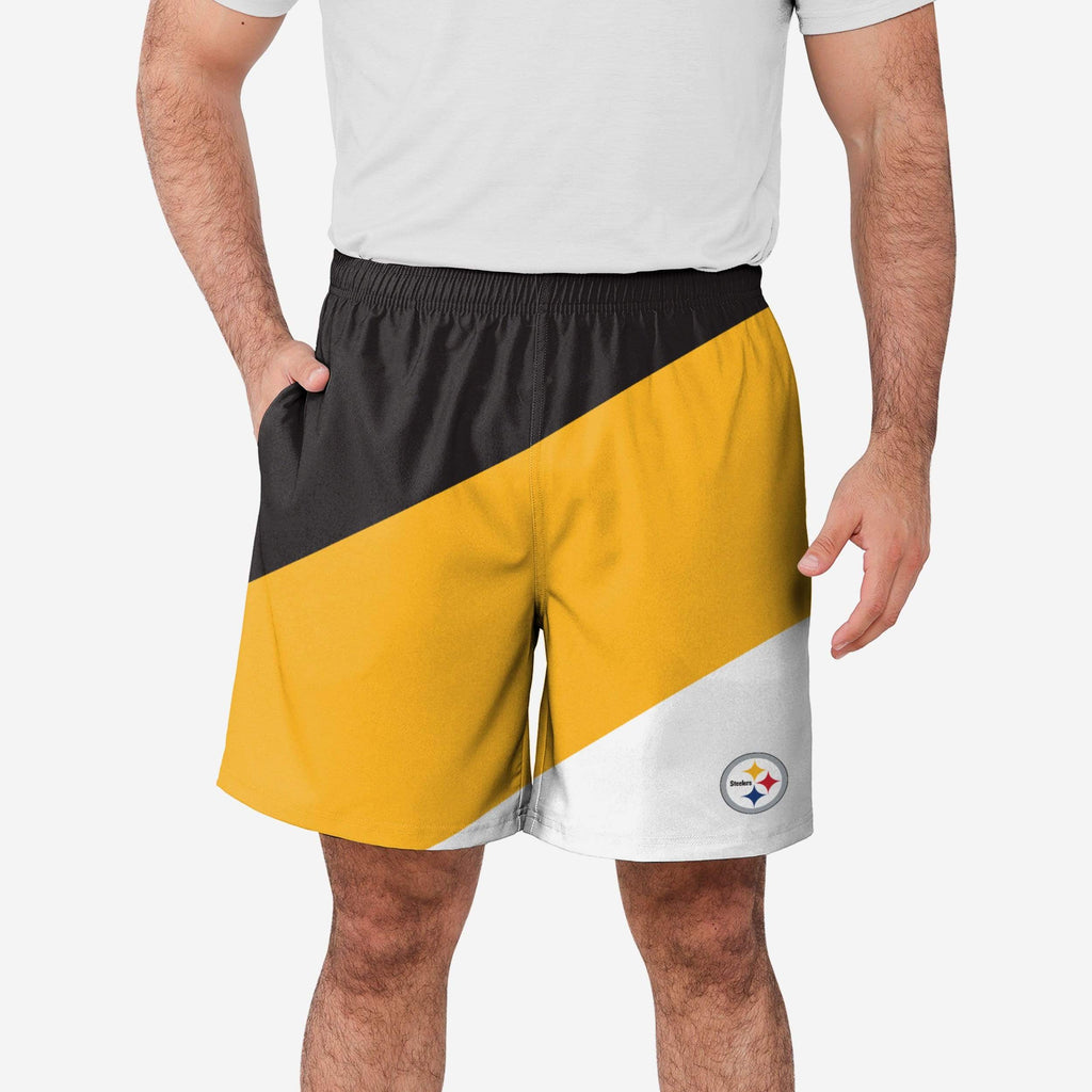 FOCO Pittsburgh Steelers Colorblock Double Down Liner Training Shorts Black Medium 2