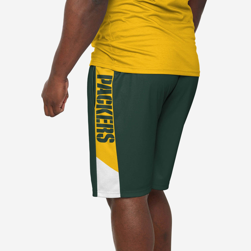 FOCO Green Bay Packers Side Stripe Training Shorts Green S 3