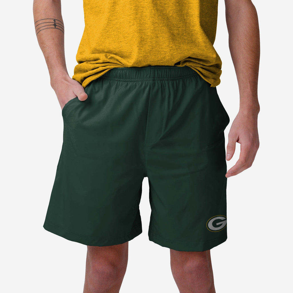 FOCO Green Bay Packers Solid Woven Shorts Green S 2